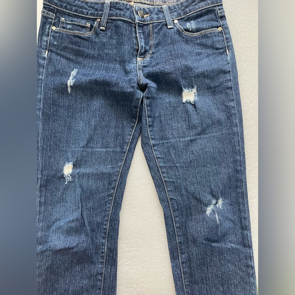 Paige Women’s Blue jeans size 29 distressed Medium  wash - Picture 4 of 10